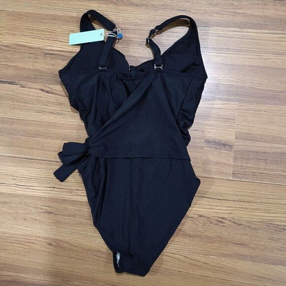 Birdsong Slimming Wrap Underwire One-Piece Swimsuit, Black, 14, 42C 40D 38E NEW - Picture 8 of 16